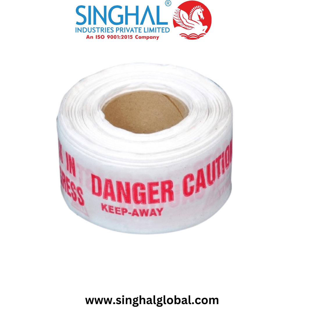 Bright Warning Signs With Bold Barricade Tape Rolls