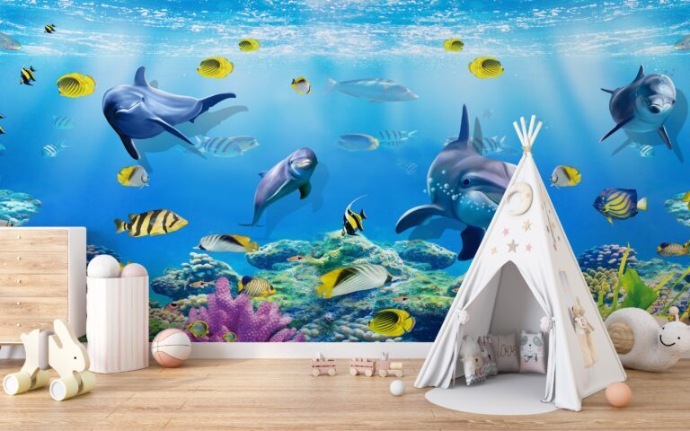 underwater-sea-dophine-wall-wallpaper-murals